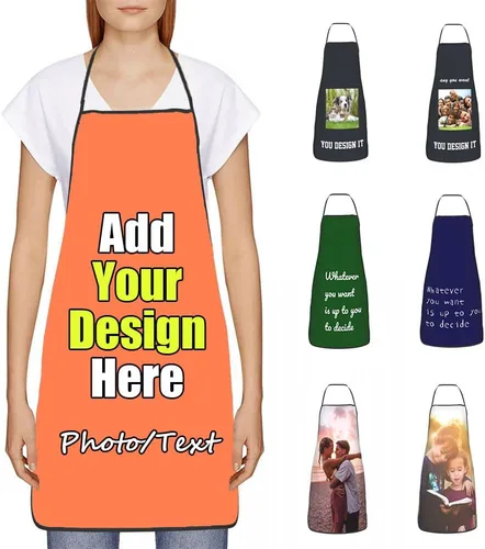 Vista 37 de Delantal Personalizado, Diseña Tu Propio Delantal de Cocina para Cocinar, Sube Tus Fotos Favoritas Logo, Añade Cualquier Nombre o Texto