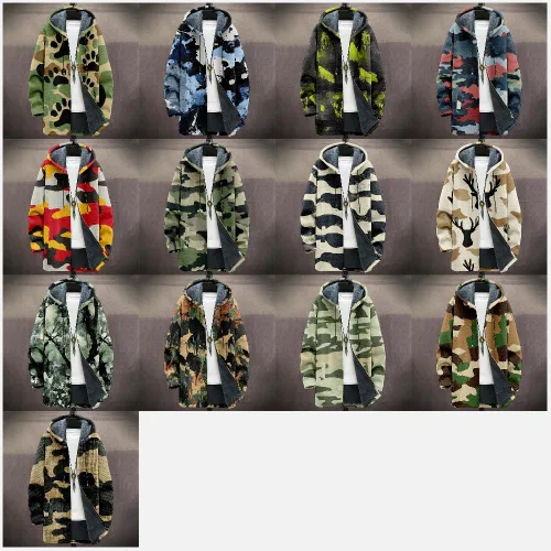 Vista 5 de BIVENANT Sudaderas con capucha con cremallera para hombre, cárdigan con capucha a rayas, sudaderas con capucha de camuflaje, abrigos de moda