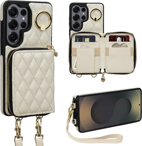 Vista 61 de Funda para iPhone 12 Pro/iPhone 12 de 6.1 pulgadas, cartera cruzada con cremallera para mujer, tarjetero con bloqueo RFID, funda de cuero con Negro