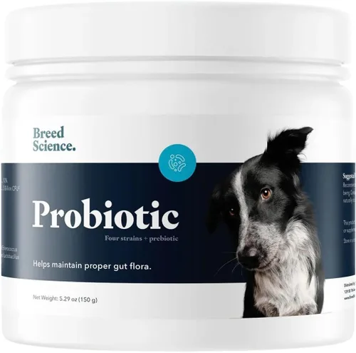Vista 6 de Suplemento probiótico Breed Science para perros – 5.29 oz de prebióticos y cuatro cepas probióticas para la salud intestinal, apoyo digestivo