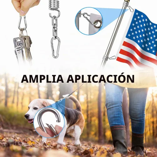 Vista 5 de Mosquetones de resorte, mosquetón de acero inoxidable 304, clip metálico resistente para conector de cuerda, abrazadera pequeña, llavero con hebilla