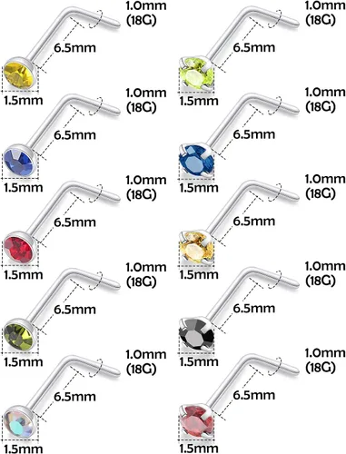 Vista 2 de Lsnevsie - Piercing de nariz de acero quirúrgico 18G, 20G, 22G, para mujeres y hombres, joyería de piercing de nariz con circonita cúbica de 0.059