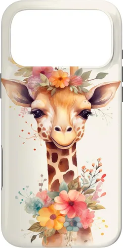 Vista 22 de Cute Giraffe with Flowers Giraffe Floral Case for iPhone 17