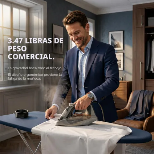 Vista 5 de Bartnelli Plancha de vapor Pro Luxury para ropa, plancha comercial resistente de 1700 W con suela de cerámica multicapa, tecnología antigoteo