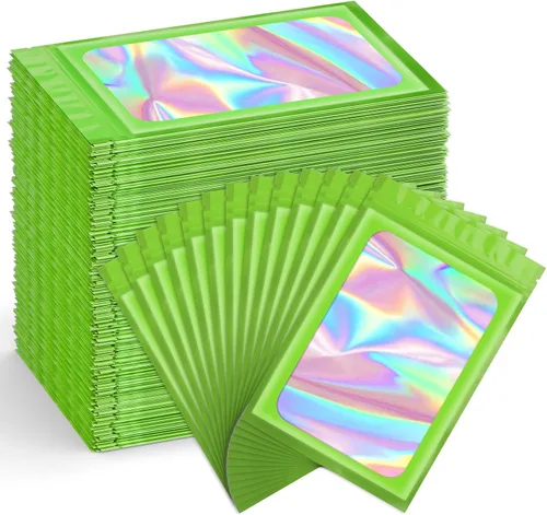 Vista 11 de Funfery Paquete de 300 bolsas resellables para almacenamiento de alimentos, bolsas transparentes de Mylar, bolsa de embalaje, comestibles, bolsa a