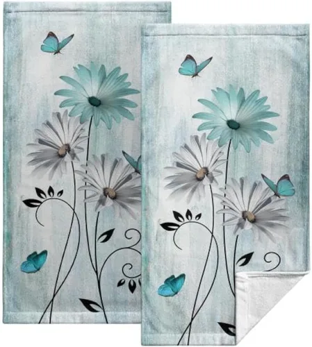 Vista 15 de Toallas de Mano Azul Gris Marrón para Baño Negras Pintura Moderna de Arte Abstracto Toallas de Cocina Suave Absorbente Toalla de Huésped Punta