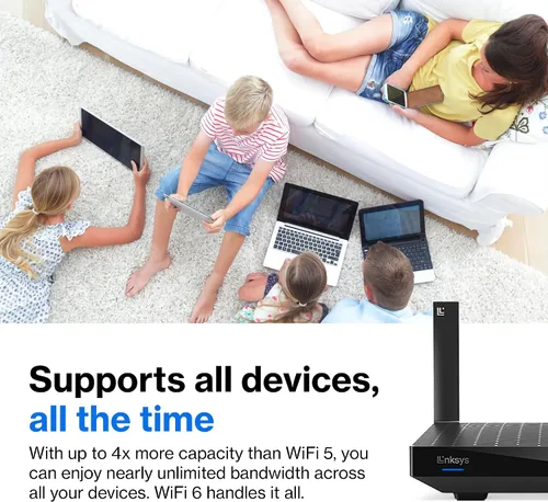Vista 5 de Linksys Hydra Pro 6 Mesh WiFi 6 Router - Reemplazo del extensor WiFi - MR5500-AMZ - Router WiFi de malla para Internet inalámbrico - Router