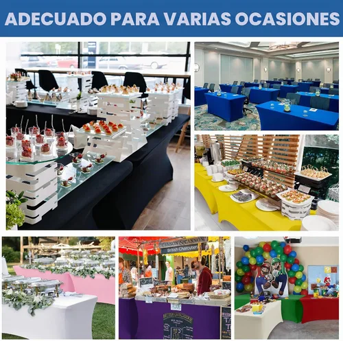 Vista 5 de Manteles de elastano para mesas rectangulares de 6 pies, cubierta de mesa elástica ajustada Azul aguamarina