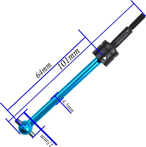 Vista 6 de 4 piezas de aluminio CVD de Vgoohobby Junta de eje de transmisión CVD compatible con Tamiya TT02B TT-02B DT02 DT03 DF02 1/10 RC Car (azul)