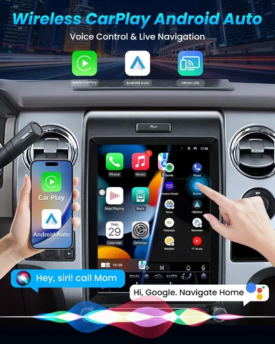 Vista 8 de [8Core 4G+64G] Radio de coche para Ford F150 2013 2014: 12.1 '' HD pantalla táctil estéreo con Carplay inalámbrico Android Auto 5G WiFi