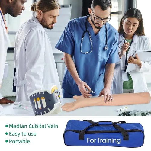 Vista 6 de Kit de práctica de flebotomía 31 piezas para entrenamiento de inyección, kit de práctica IV para enfermera con brazo de flebotomía, kit de práctica