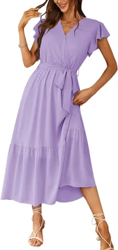 Vista 39 de PRETTYGARDEN Vestido largo bohemio floral de verano para mujer Melocotón Floral