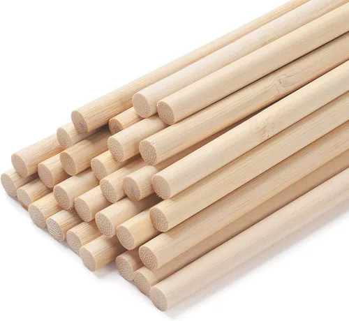 Vista 12 de Clavijas de madera para manualidades, 10 varillas de madera de 1/2 x 12 pulgadas, varillas de bambú redondas naturales para manualidades, tacos