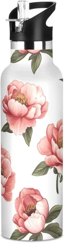 Vista 8 de Sport Insulated Water Bottle with Leak Proof Spout Lid Vacuum Insulated BPA-Free Leak Proof for Travel, Camping, Sports, Rustic Daisy Beige