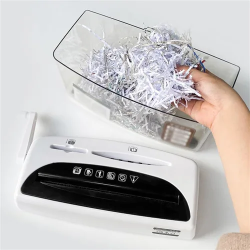Vista 3 de Paper Shredder Capable of Crushing Credit Card CDs A4 Mini Home Hand Cranked Manual