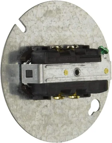 Vista 2 de Leviton 5042 receptáculo doble en una base de 4 pulgadas, 15 A, 125 V, acero bañado en zinc