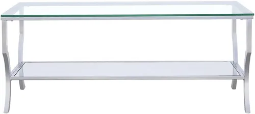 Vista 4 de Coaster Home Furnishings - Saide - Mesa de centro rectangular con estante inferior de espejo, patas curvas, base de metal - Sala de estar - 47
