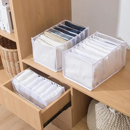 Vista 2 de Nueva caja de almacenamiento con compartimento para jeans, artefacto de almacenamiento para el hogar, ropa interior, calcetines, pantalones, caja