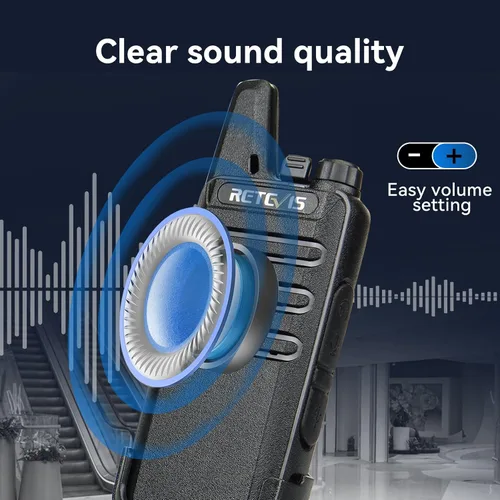 Vista 4 de Retevis RT22 Walkie Talkies Mini, radio bidireccional recargable de largo alcance, radio de 2 vías pequeña, VOX portátil, para negocios, negocios