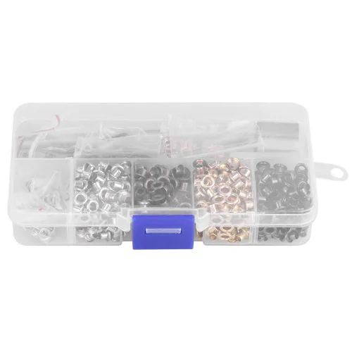 Vista 8 de Arandela de ojales con 3 piezas de herramientas de trabajo manual con caja de almacenamiento para zapatos, ropa, cuero, manualidades