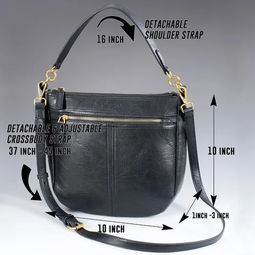 Vista 3 de Hobo Purses Totes Bolso de hombro de cuero vegano para mujer con correa cruzada desmontable