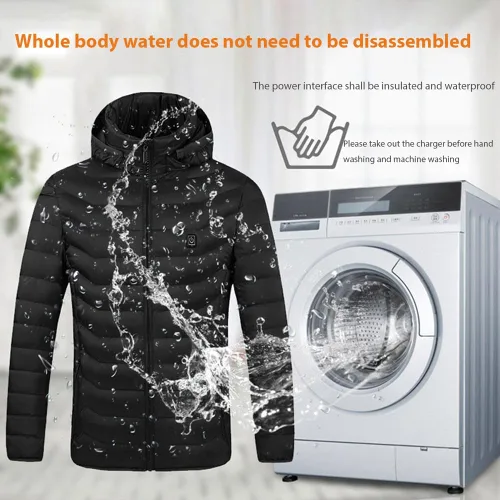 Vista 4 de Kysdzlink Men's Heated Jacket Outdoor Jacket, Ultra-thin Carbon Fiber, 9 Heating Zones Women's Jacket Excluding Battery Pack