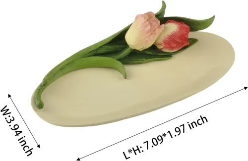 Vista 4 de Plato de joyería de resina de tulipán rosa Soporte para anillos y bandeja para baratijas Elegante organizador de joyas para mujer Regalo