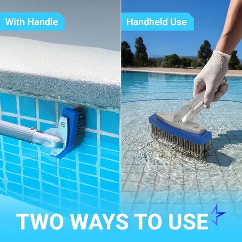 Vista 9 de BlueStars Cepillo de piscina resistente de 5 pulgadas con alambre de cerdas de acero inoxidable y mango de aluminio de 5 pulgadas, adecuado