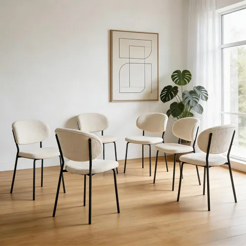 Vista 10 de Homedot Juego de 2 sillas de comedor tapizadas negras, modernas sillas de cocina de mediados de siglo tapizadas con cojín acolchado para comedor