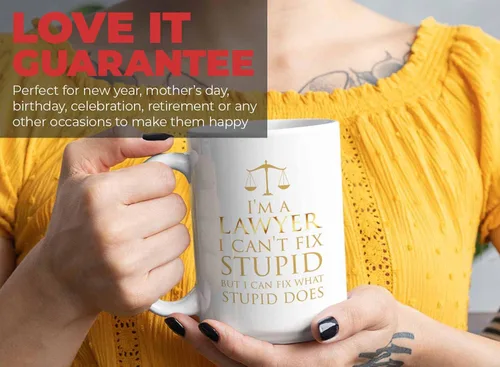 Vista 7 de Bubble Hugs Lawyer - Taza de café de 15 onzas, color blanco – I'm A lawyer I Can't Fix Stupid – Funny Witty Attorney US Court Feminist Law Juez
