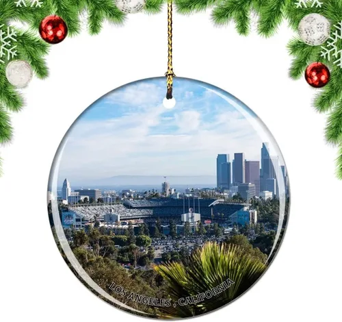 Vista 14 de California Los Ángeles Battleship Museum USA Christmas Tree Adorno Decoración Colgante Colgante Decoración City Travel Souvenir Collection Porcelana