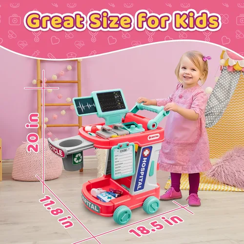 Vista 8 de Kit de médico para niños – Juego de doctor de simulación para niños pequeños con estetoscopio – Juego médico de juguete para niños y niñas – Kit