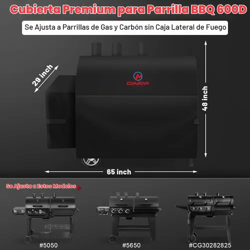 Vista 2 de Comnova Cubierta de Parrilla para Char Griller de 3 Quemadores de Combustible Dual – Cubierta de Ahumador 600D para Char Griller, Cubierta