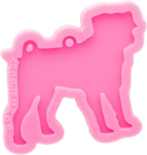 Vista 2 de Llavero de perro brillante brillante molde de resina epoxi molde de silicona con agujero de dibujos animados animal resina epoxi artesanía molde