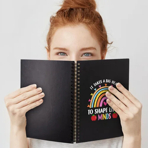 Vista 5 de It Takes A Big Heart - Cuadernos en espiral de tapa dura de 160 páginas de 6 x 8 pulgadas para escribir y dibujar, divertido diario negro arcoíris