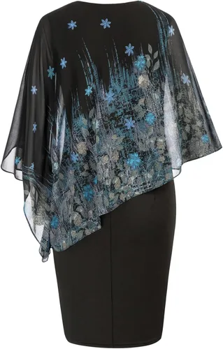 Vista 2 de Hanna Nikole - Vestido ajustado sin mangas, con capa superpuesta, de gasa, para mujer