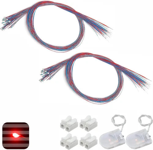 Vista 16 de 50 piezas de LED micro precableados con soldadura previa, LEDs SMD 0805 con accesorios de montaje para construcción de modelos para principiantes