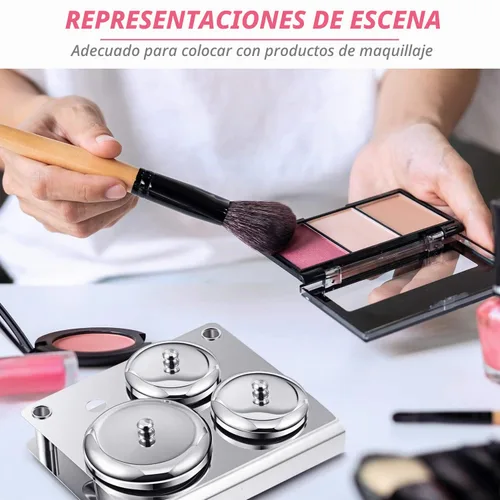 Vista 2 de 3 piezas de acero inoxidable arte de uñas Dappen plato con tapas