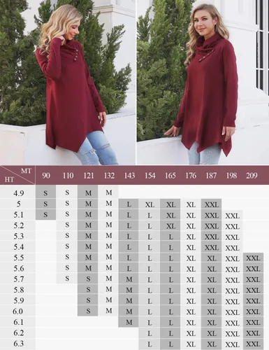 Vista 5 de Camisa Cestyle tipo túnica de manga larga para mujer, holgada, con cuello volteado y dobladillo asimétrico