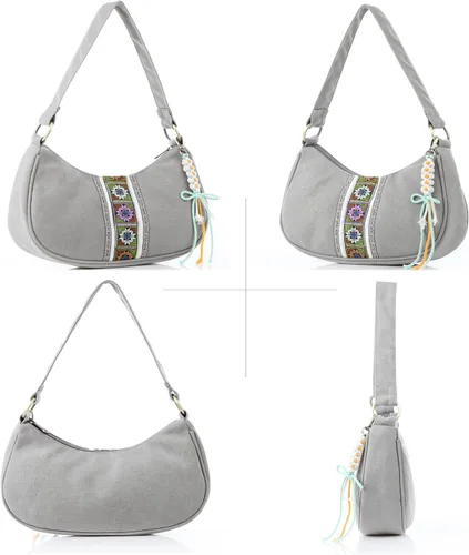 Vista 3 de Bolso Hobo para mujer, mini bolso de hombro de tela