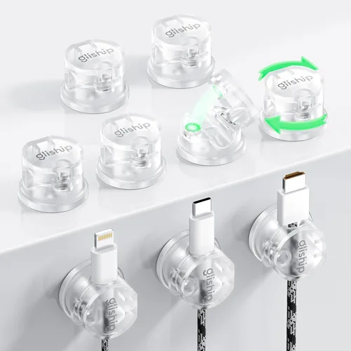 Vista 8 de Paquete de 9 clips magnéticos para cables, organizador de cables [giratorio de 360° mejorado], soporte de cable magnético fuerte, soporte de alambre