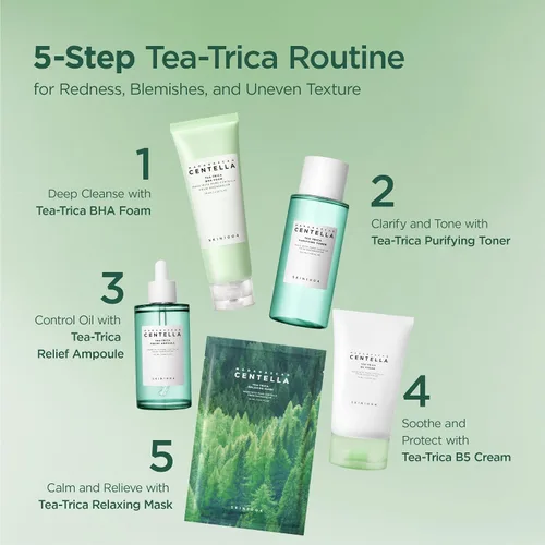 Vista 7 de SKIN1004 Tea-Trica BHA Foam 4.22 fl.oz, 125ml, removedor de maquillaje, limpiador facial coreano con Centella Asiática y árbol de té, limpiador