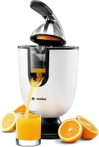 Vista 6 de Eurolux Exprimidor eléctrico de naranja Exprimidor de cítricos profesional de acero inoxidable con mango de agarre suave para exprimir sin