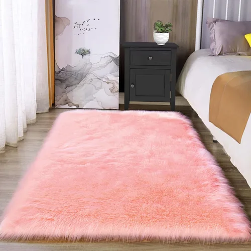 Vista 107 de Latepis - Alfombra rectangular de piel sintética tipo lana de oveja suave y esponjosa de estilo bohemio para sala de estar, dormitorio y residencias