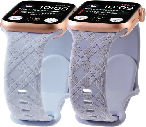 Vista 7 de Correas grabadas a cuadros compatibles con Apple Watch Band de 1.575 in 1.614 in 1.496 in 1.654 in 1.732 in 1.772 in 1.929 in, correa deportiva