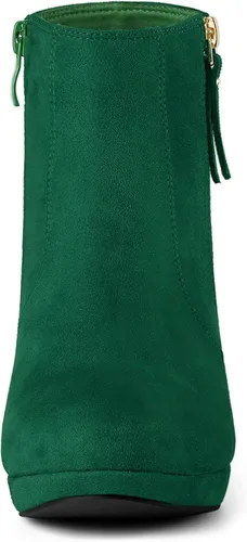 Vista 2 de Allegra K Botines de tacón grueso con cremallera lateral para mujer