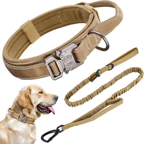 Vista 9 de KCUCOP - Collar táctico para perro, collar militar para perro, collares para perro Tactipup, ajustable, hebilla de metal resistente para perros M, L
