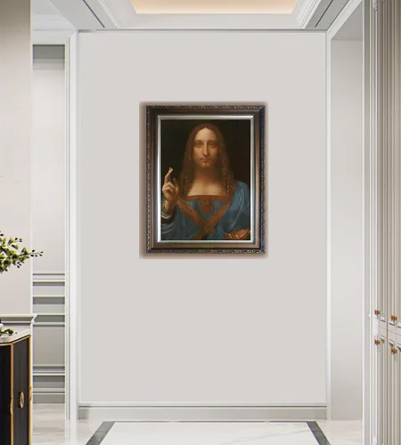 Vista 2 de YAYOU Pintura de diamante 5D Salvator Mundi, pintura con diamantes, arte de diamantes de bricolaje, religión Jesús, kits de pintura por números