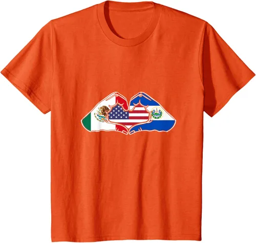 Vista 35 de Corazón manos México, El Salvador y Estados Unidos. Camiseta, Negro