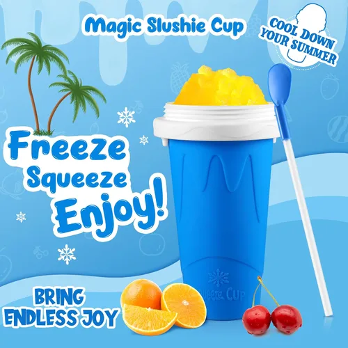 Vista 5 de Taza de Fabricante de Slushie, Tazas de Slushie DIY Mágicas de Presión, Tazas Portátiles Congeladas para Licúados, Yogur y Helado, Taza Reutilizable